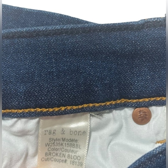 Rag & Bone Straight Vintage Cigarette Broken Bloo Dark wash Jeans size 23 NWT - Picture 11 of 13